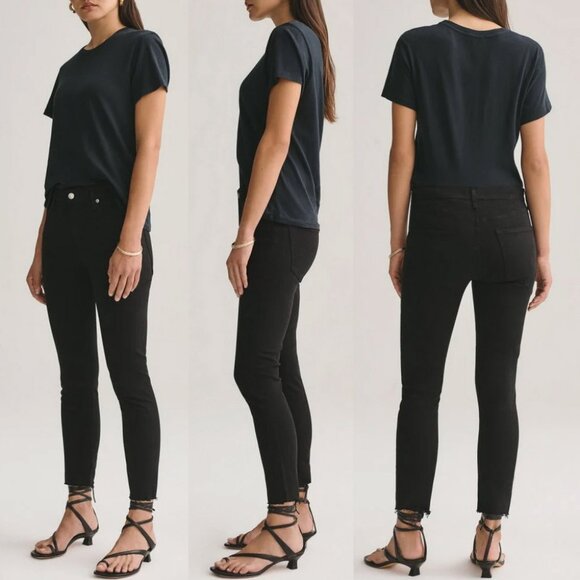 Agolde Sophie Crop High Waist Rise Skinny Jean Black Size 27 Stretchy Comfy $158 - Picture 2 of 15